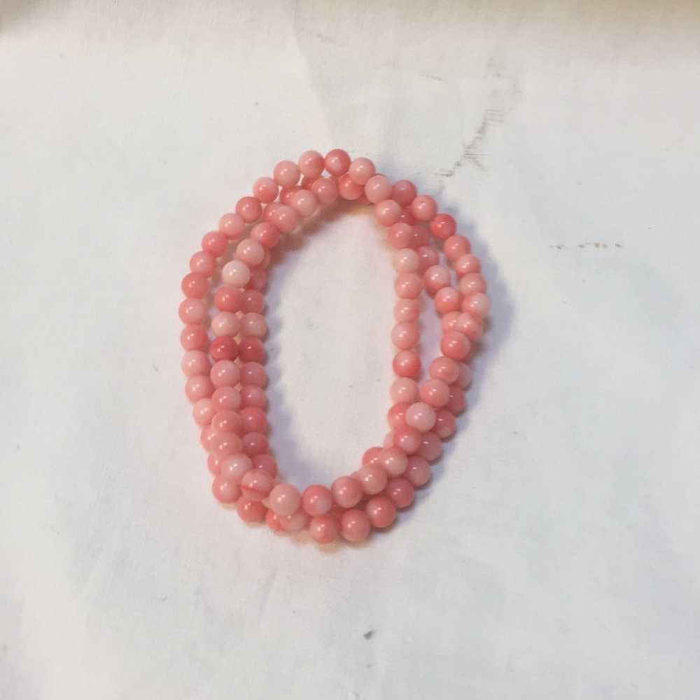 Stretchy Coral  Bead Bracelet